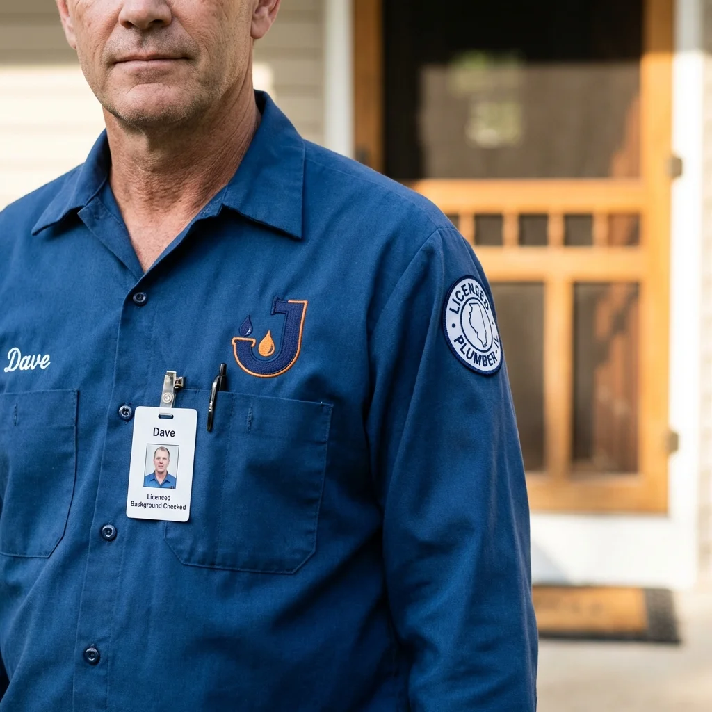 Licensed plumber showing ID badge in Hawaiian Gardens, CA