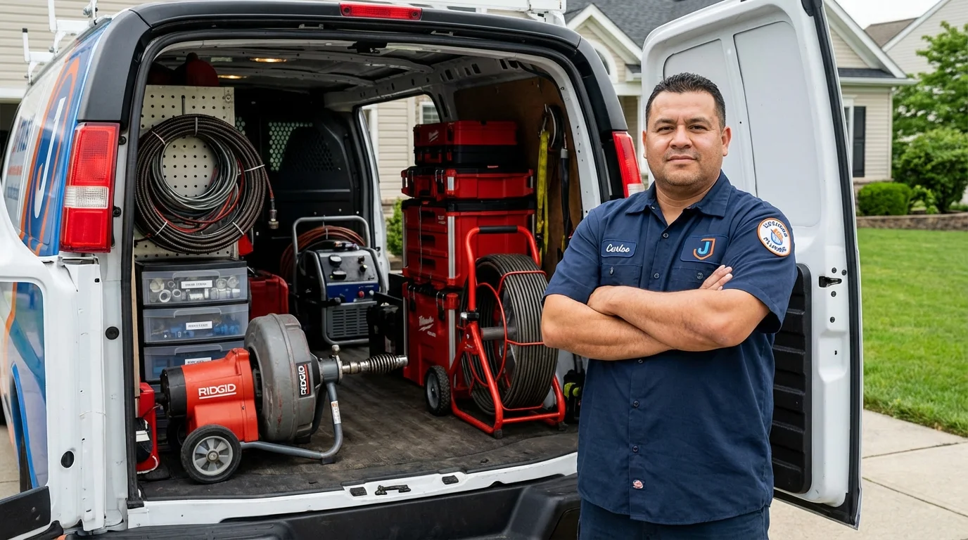 Professional drain cleaning equipment and Johns Plumbing LLC plumber in Hawaiian Gardens